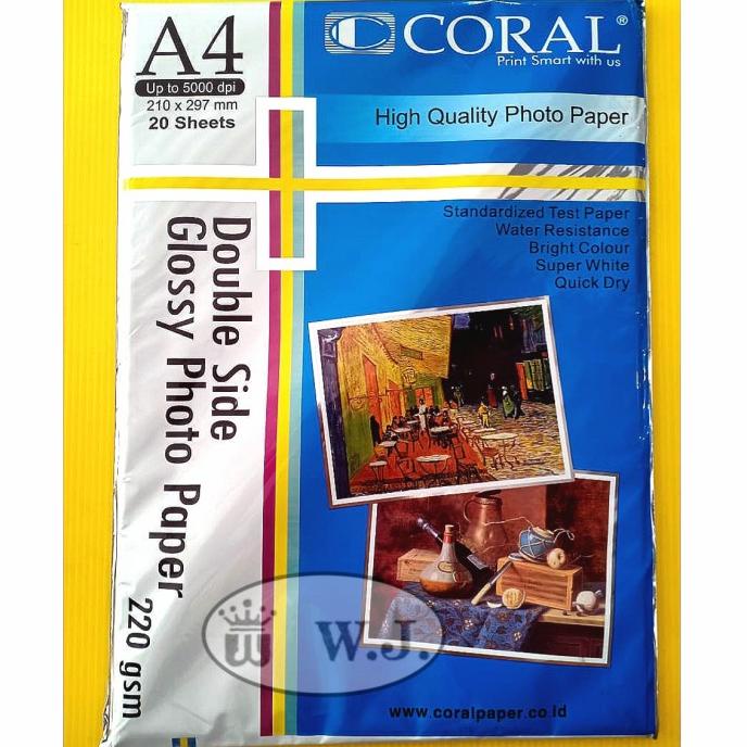

>>>>>] Double Side Glossy Paper coral A4 220gr / Kertas Foto 2 Sisi Coral.