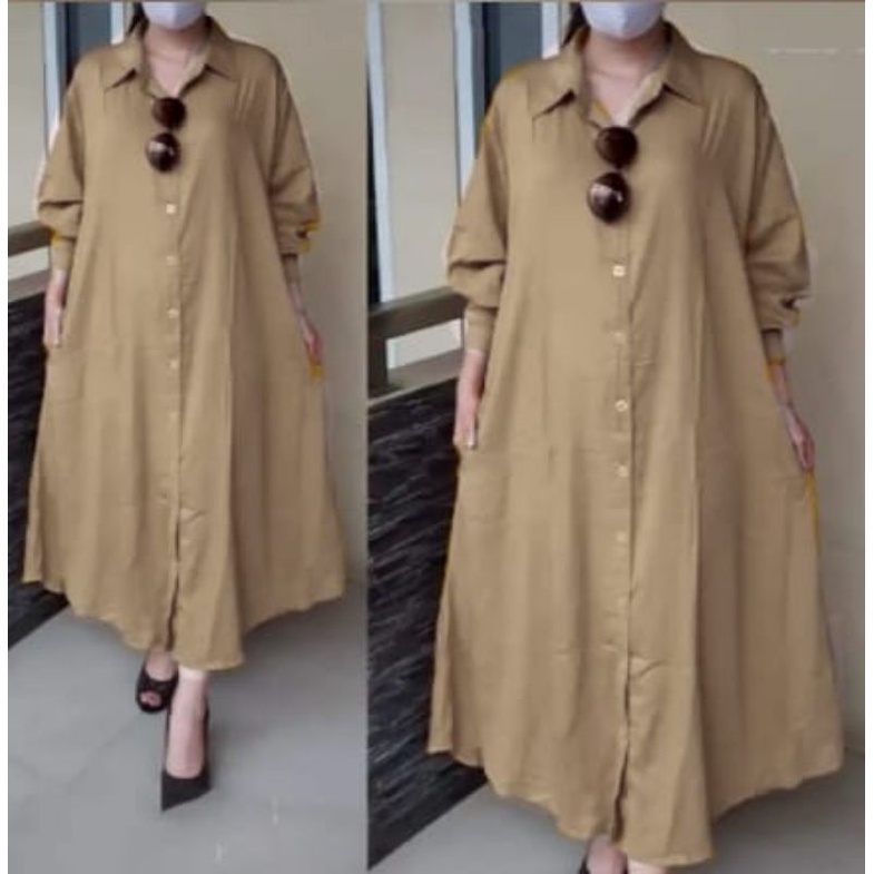Promo Dress Kancing Depan Hidup//Gamis Nidia Full Kancing//Dress Long Tunik Wanita Terbaru