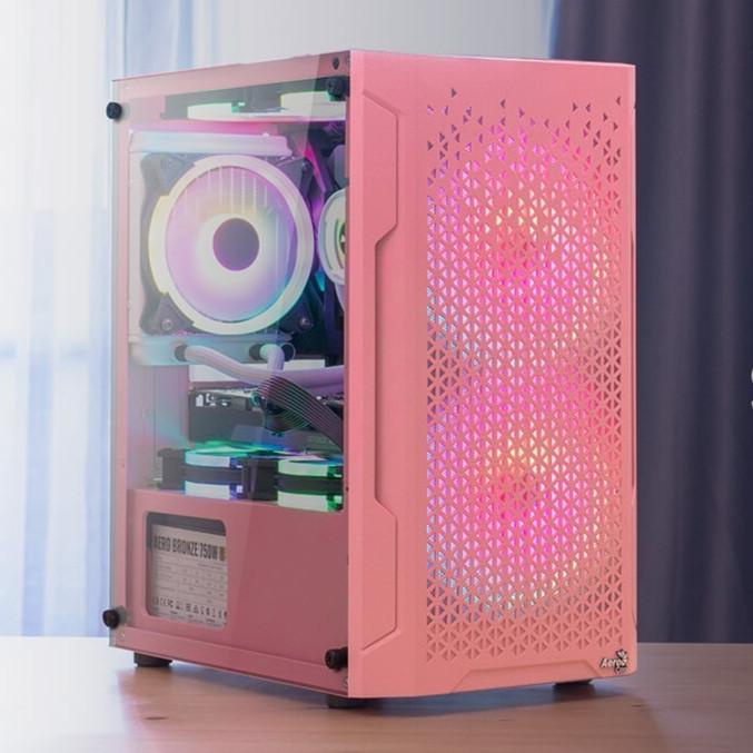 CASING AEROCOOL TRINITY MINI V2 PINK - mATX TEMPERED GLASS CASE
