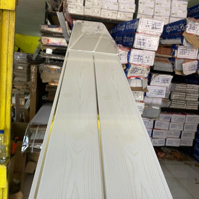 %%%%] plafon PVC serat kayu putih nat silver Denta Plafon DP 22