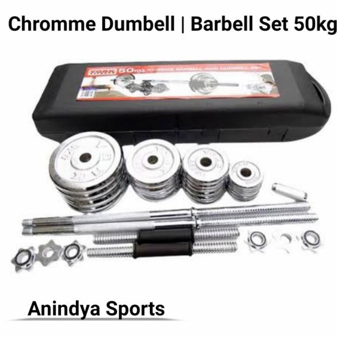 [DISKON TERMURAH] Chrome Dumbell Set 50kg | Chrome Barbel Set | Dumbel Set 50kg