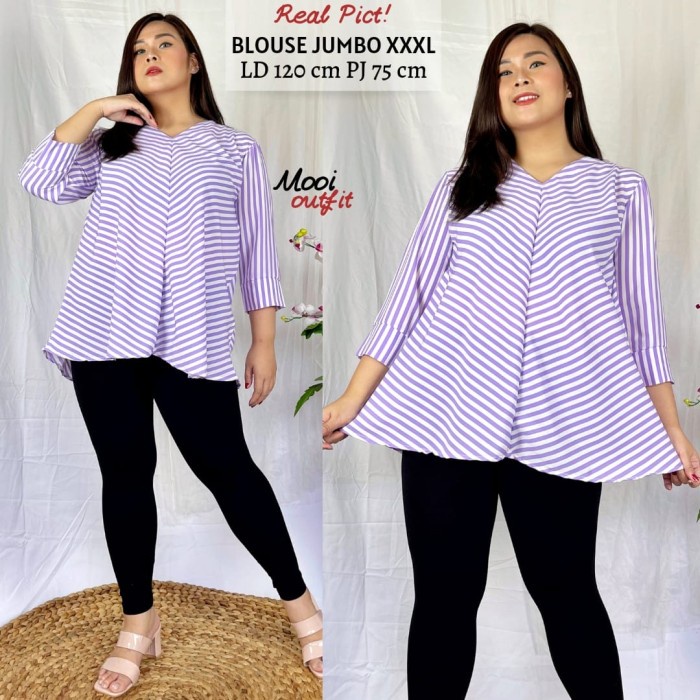 ATASAN WANITA JUMBO SALUR LD 120- BLUS JUMBO WANITA- BAJU JUMBO XXXL LD 120 - Ungu, XXXL T4R8 termur