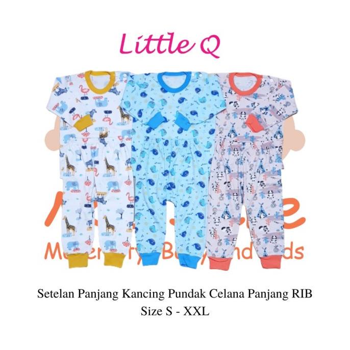 [Size S-XXL] Little Q Setelan Oblong Panjang Motif Isi 3Pcs