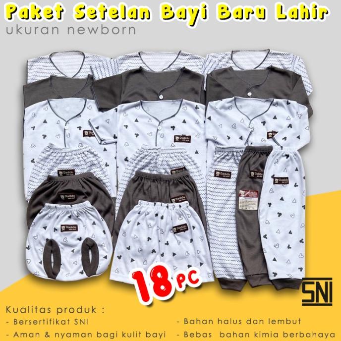 DADIDU GREY SERIES - 18 PCS Paket Baju Kekinian Celana Bayi Setelan