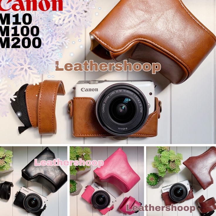 ❇Ready Stock WHLQM Leather case Canon EOS M10 M100 M200 W90 ✵Bayar Di Tempat