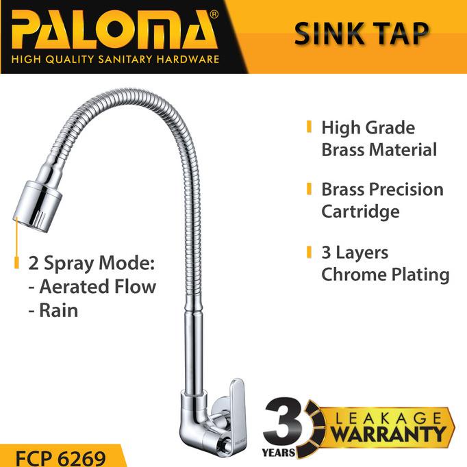 Tap PALOMA FCP 6269 Keran Kran Flexible Sink Wastafel Dapur Tembok