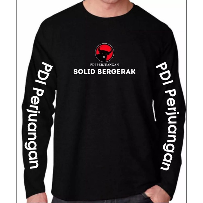 KAOS PDI PERJUANGAN SOLID BERGERAK LENGAN PANJANG//KAOS PDI PERJUANGAN