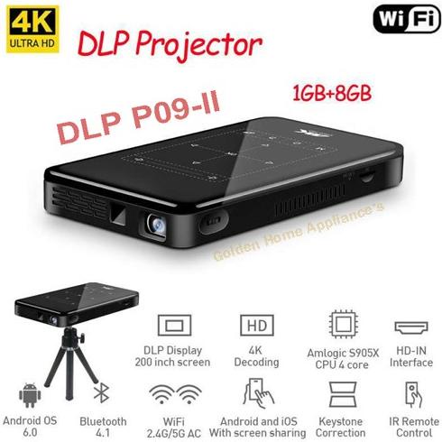 Proyektor Portable DLP P09-II | Mini Projector Android 6.0 Resolusi 4K