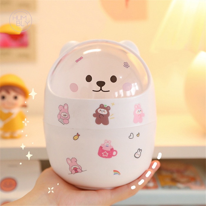

Bestseller Korean Aesthetic Mini Cute Bear Desktop Trash Bin Organizer