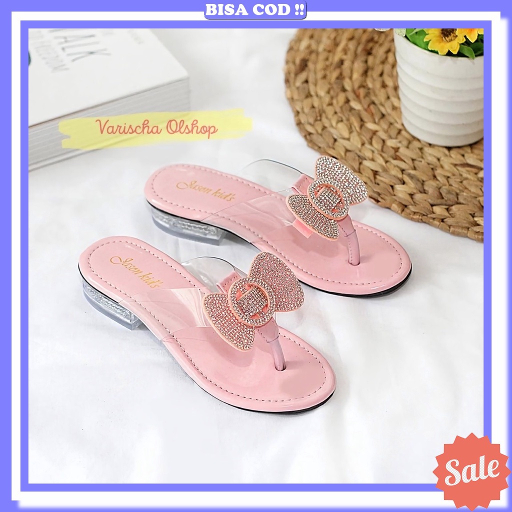 Sepatu Hak Anak Perempuan Sandal Pesta Anak Perempuan Hak Tahu Sandal Anak Perempuan Hak Kaca Pendek