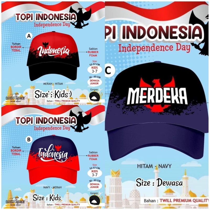 topi kemerdekaan//topi indonesia dewasa