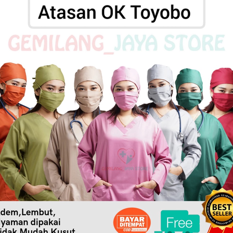 Ready✻➜ BQ8RH Atasan Baju OK OKA Lengan Panjang Dokter perawat Petugas medis (HANYA BAJU, TIDAK TERM