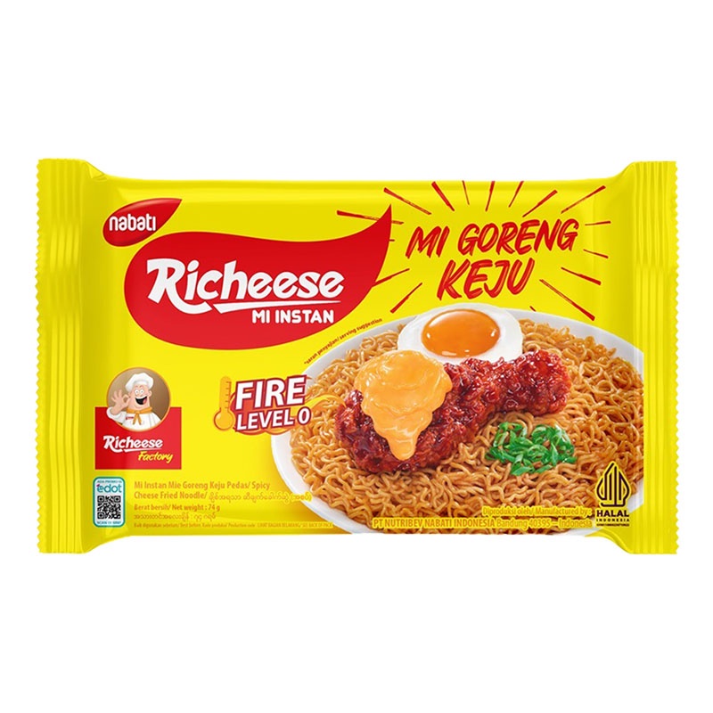 

nabati Richeese Mi Goreng Instan Keju Fire Level 0 74 g