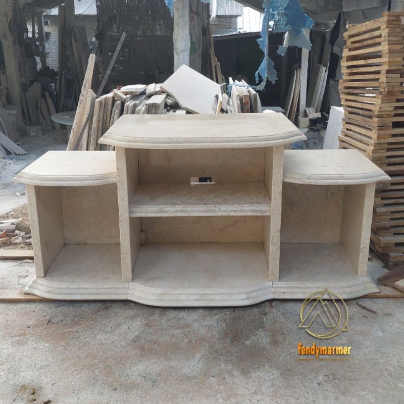 Meja bivet rak tempat tv batu marmer putih 160x60
