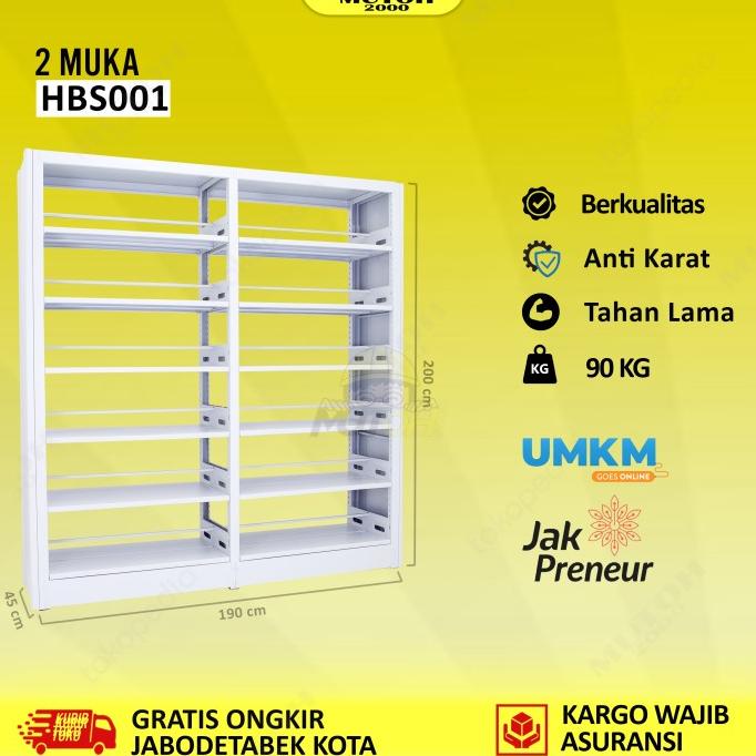 Rak Buku 2 Muka Besar Rak Perpustakaan 2 Muka Jumbo Stok Terbatas