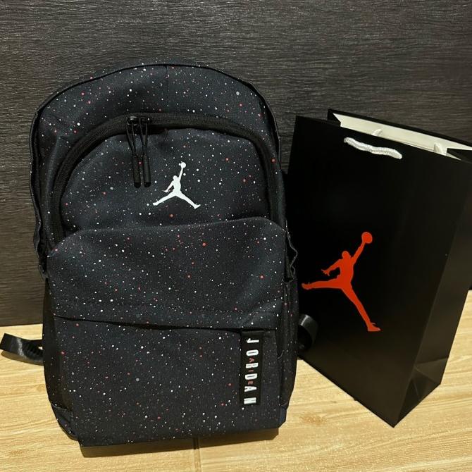 Tas Ransel Air Jordan Font Original Black Polcadot