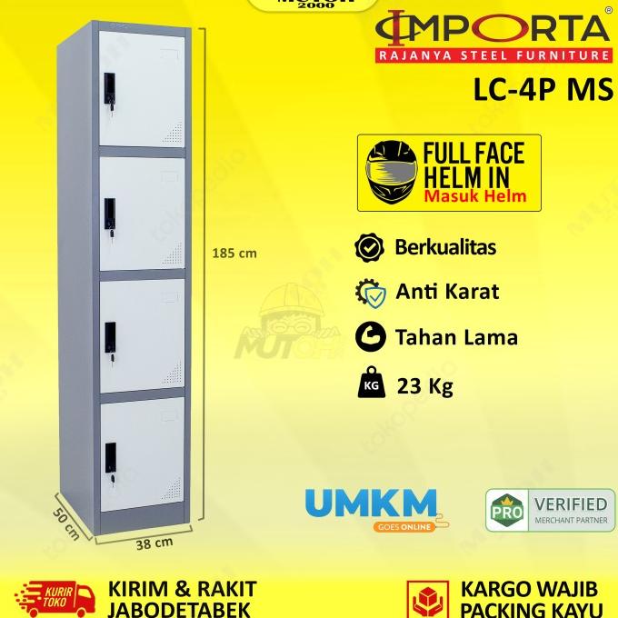 

New Importa Lc-4P Bt Ms Standing Loker Besi Locker Besi 4 Pintu Full Plat Stok Terbatas