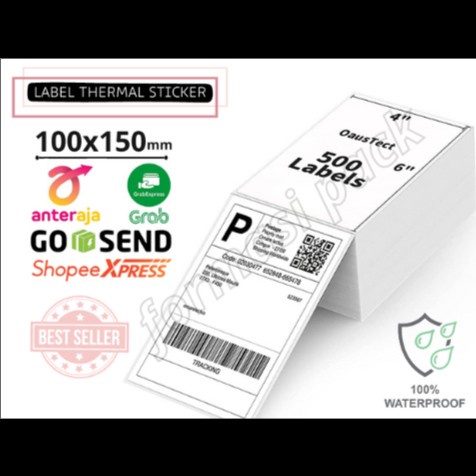 

Terlaris Kertas Thermal Label Sticker 100X150 500Pcs Barcode Ukuran A6 Lipat