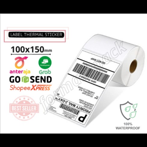 

Terlaris Kertas Thermal Label Sticker 100X150 500Pcs Barcode Ukuran A6