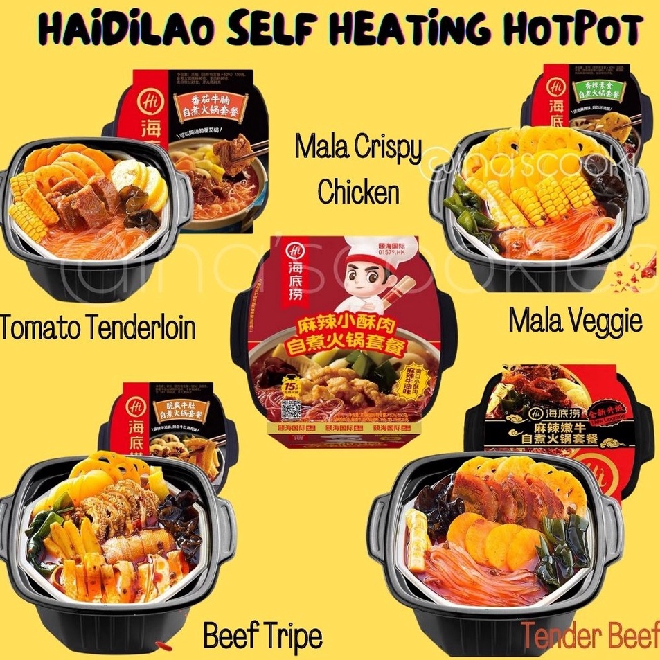 

Action Now Haidilao Self Heating Instant Hotpot /Hai Di Lao Spicy Beef Tripe Hotpot / Malatang / Spicy Vege / Mala Tender Beef