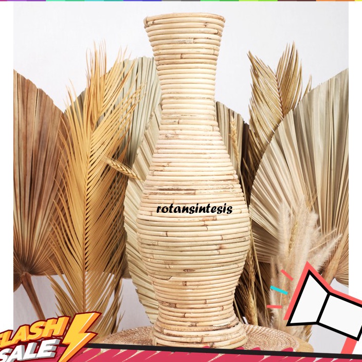 ➭➱✥❄ Hiasan Guci Pot Dekorasi Rotan Alami 70CM Dekorasi Rumah Murah