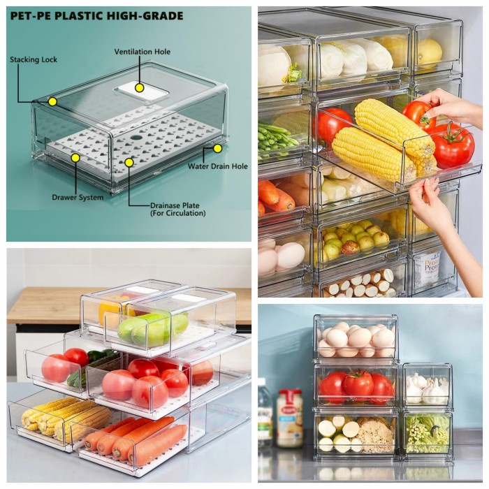 Terbaru Organizer Kulkas Rak Kulkas Mika Bening Refrigerator Organizer Drawer