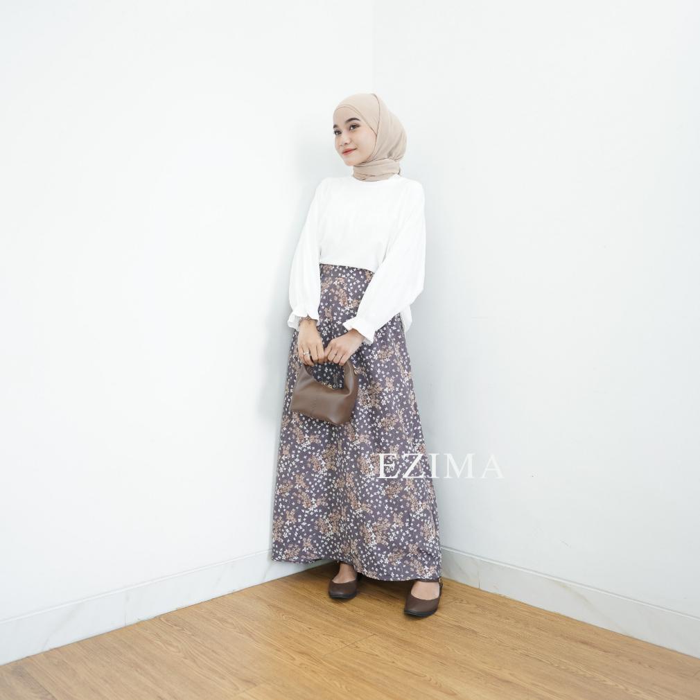 Update - EZIMA - YUNA PATTERN SKIRT rok korean style panjang rok A line skirt rok span hitam rok raj