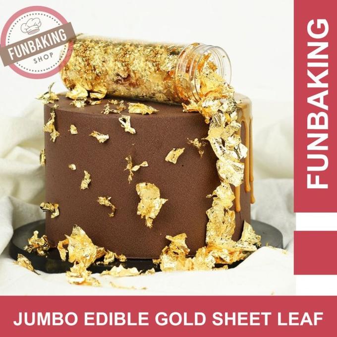 

New Funbaking - Jumbo Edible Gold Sheet Leaf Gold Leaf Flakes 24K