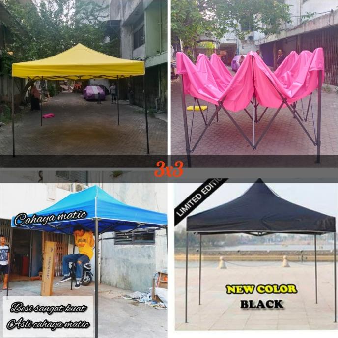 tenda lipat cahaya matic uk 3x3 ket besi 0,8