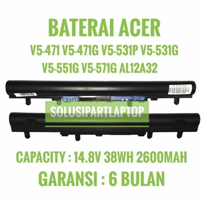 Baterai Laptop Acer Aspire V5 V5-471, V5-431, V5-531 Series
