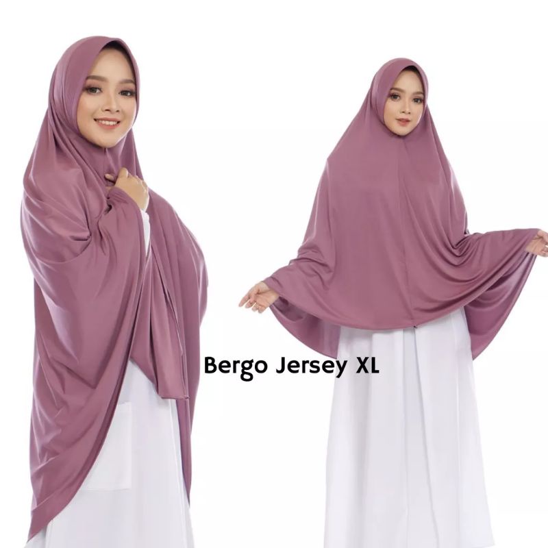 JERSEY INSTAN POLOS - JUMBO BERGO JERSEY L, XL - JILBAB PUTIH PLAIN - HIJAB