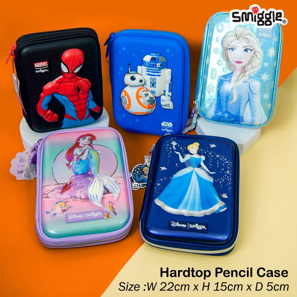 

Modern.. SMIGGLE FROZEN/STARWARS/CINDERELLA/ARIEL/SPIDERMAN pencil case hardtop gambar dua sisi nimbul 3D PE7