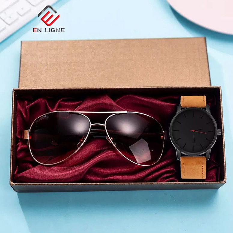 TERPERCAYA EN LIGNE - Jam Tangan Pria SET KACAMATA - Jam Tangan Pria Analog Quartz  EL419