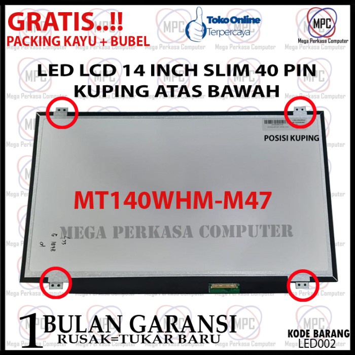 LCD LED 14.0 14 Inch SLIM 40 PIN