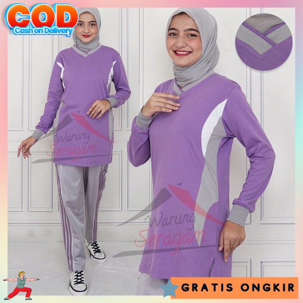 Swtelan Olahraga Fashion Wanita Seteln Training Ibu2 One Set Bj Srnam Murce Baju Seragam Wanitaa Set