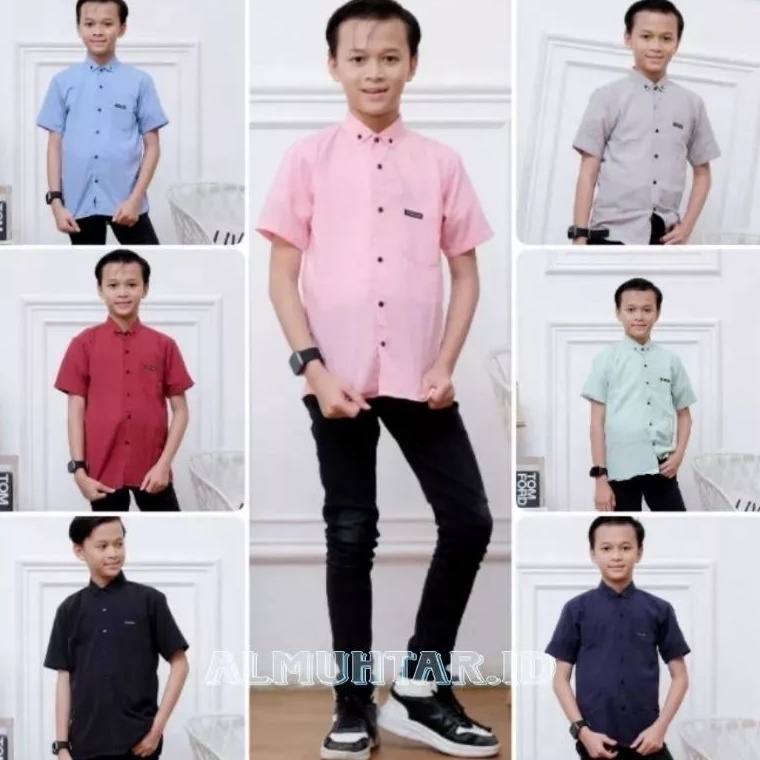 >XG34448< Kemeja anak laki laki 8-15 tahun // baju Hem anak remaja // COD baju anak terlaris