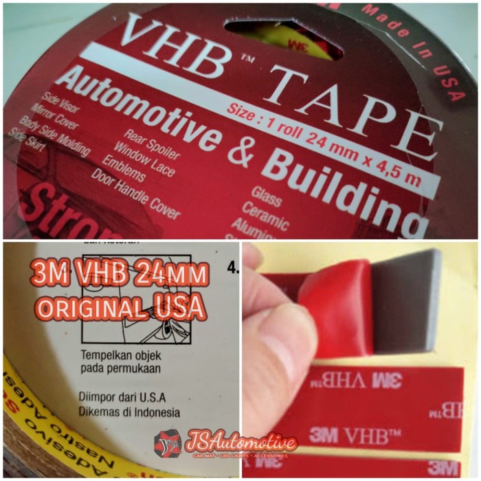 

PROMO Double tape 3M VHB original 24mm 4.5m isolasi bolak balik foam elastic