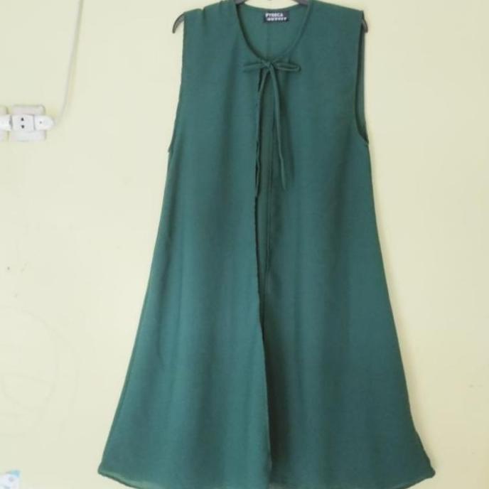 long outer tanpa lengan cardigan polos / outer diamond premium wanita