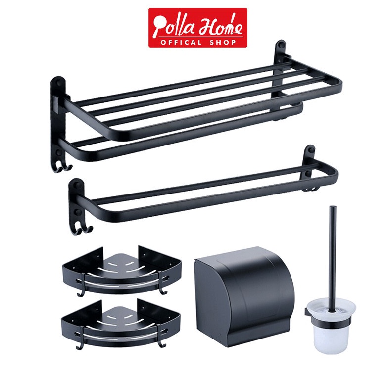 ⇎ Olla Hom Set Rak Kamar Mandi Dan Peralatan Kamar Mandi Hitam Sikat Kloset Dan Tempat Tissue Gantun