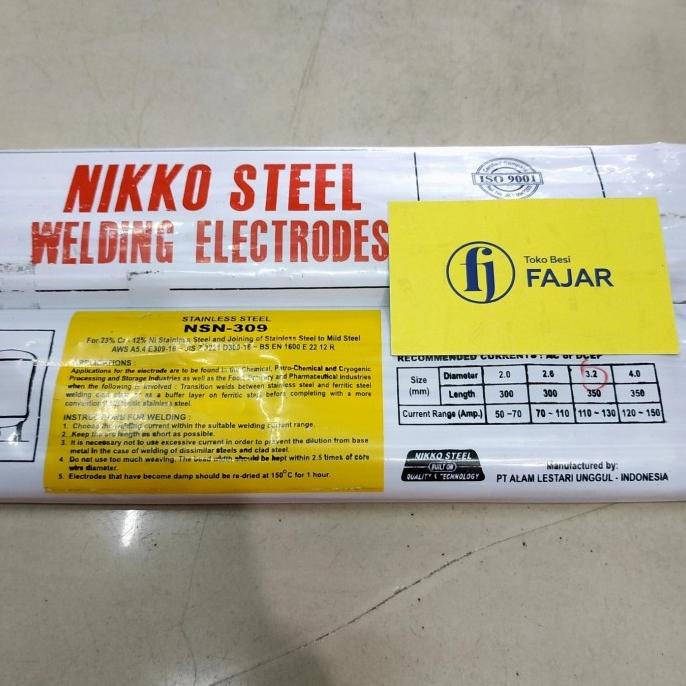 ```````] Kawat las stainless Nikko steel NSN 309 3,2mm / elektroda las listrik