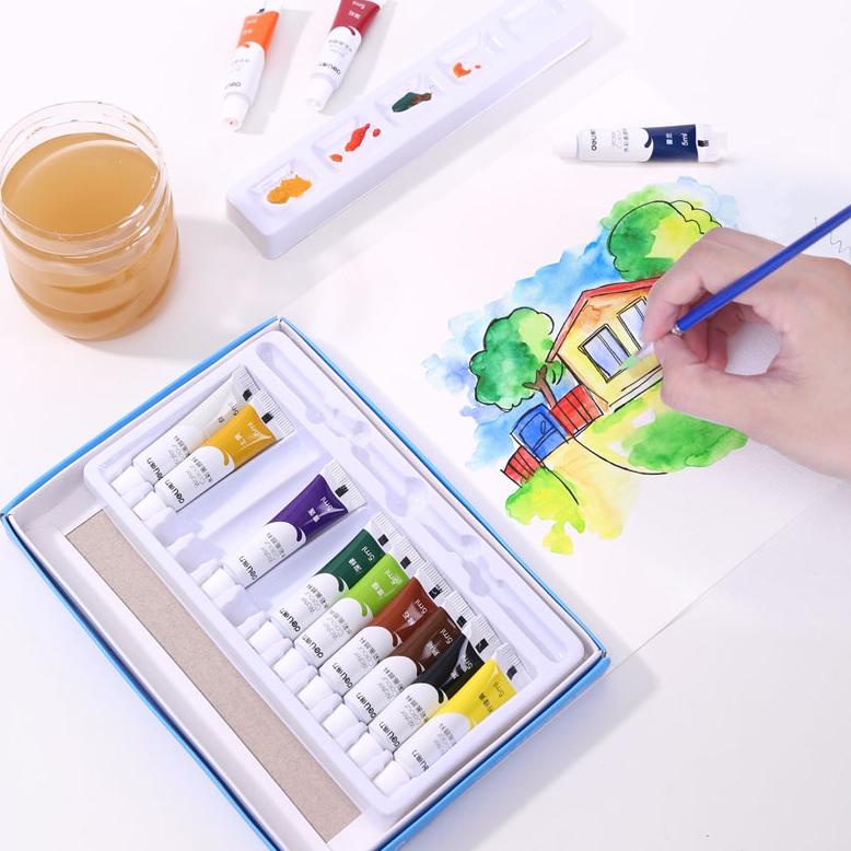 

8.8 Deli Water Color Paint / Cat Air Set 5 Ml Bersertifikat Aman Gratis Kuas 738Xx Grosir !!