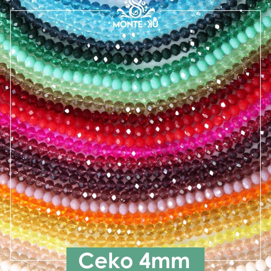 ✭Terkini INECM Mote Manik Kristal Ceko Bakpau 4mm Kecil Monte Payet Beads Kristal Cina Rentengan Mur