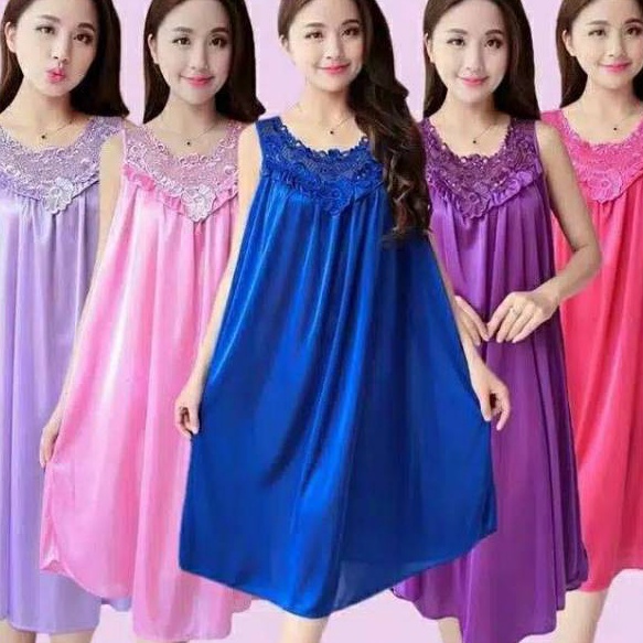 XHSR5423 COD✔  COD / GARANSI ORI ☆ Lingerie JUMBO HAPPY Baju Tidur Sexy Satin LD 120cm