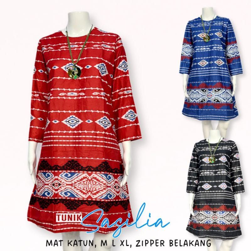 Tunik Batik Wanita Modern Dress Kondangan Remaja Casual Dress Brukat Non Hijab Aestetik Tunik Wanita