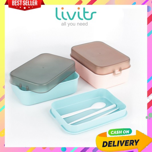 Lunch Box Set Anak Sekolah Paper Stainless Steel 1 Anti Tumpah Satu Set Bekel Skolah Lunchbok Bekele