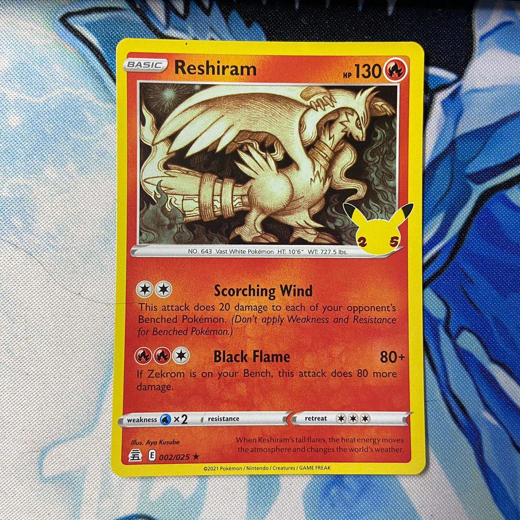 pokemon english reshiram 25th 002/025 Holo Rare original