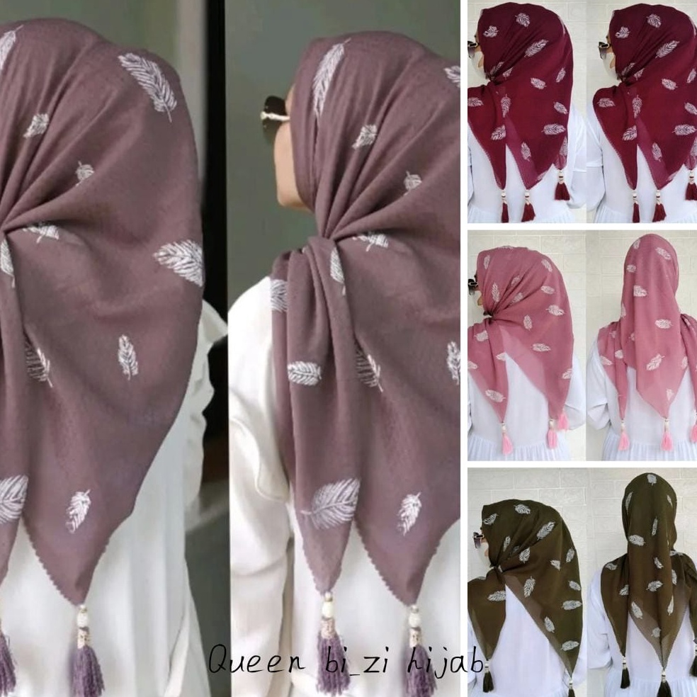 Star HIJAB SEGI EMPAT VOAL MOTIF BULU MERAK OSCARA / HIJAB SEGI EMPAT VOAL TASSEL MUTIARA ...,,