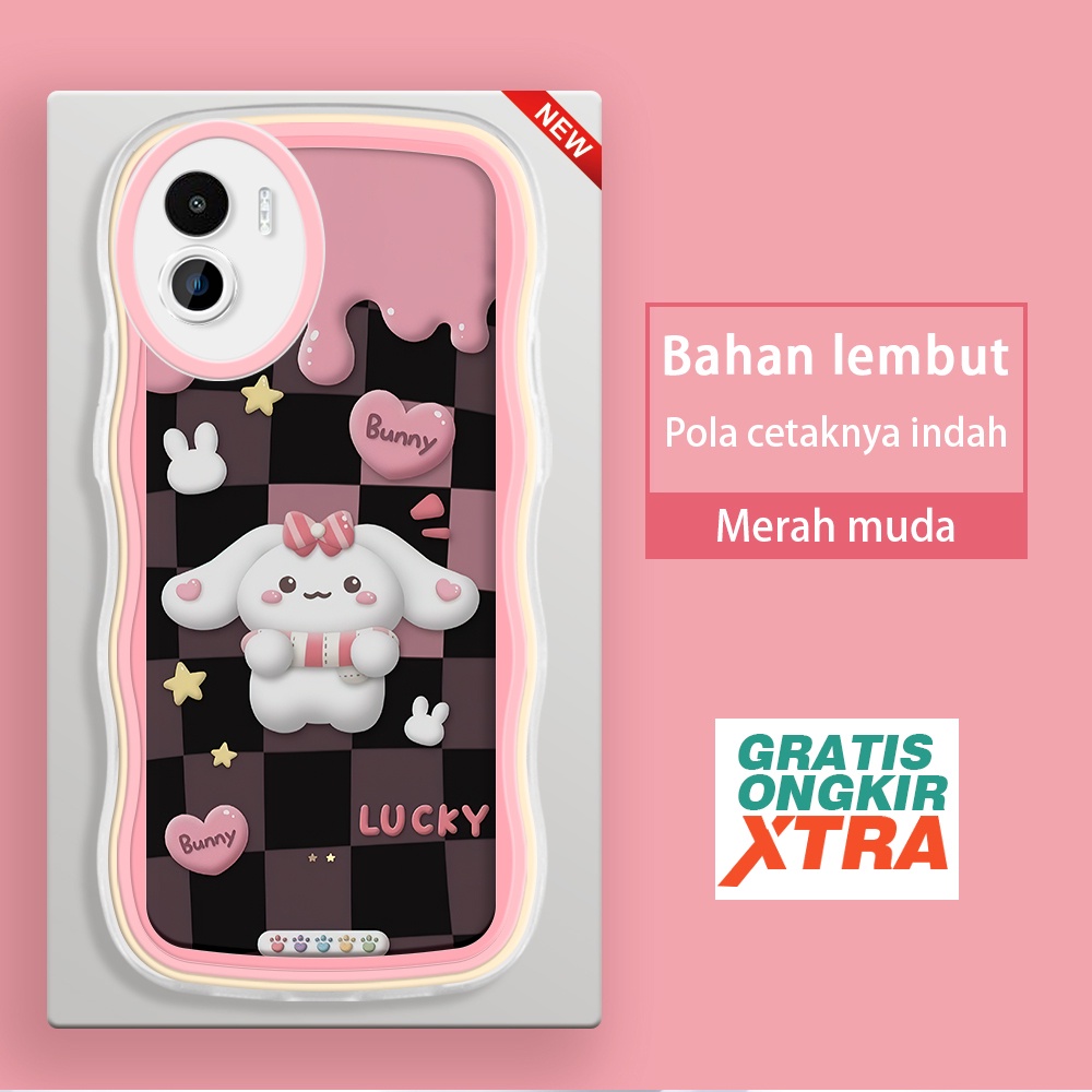 Redmi A1 5A 5 5PLUS Casing Ponsel  Pola hati cinta cinnamoroll 3D  warna-warni gelombang batas Case 