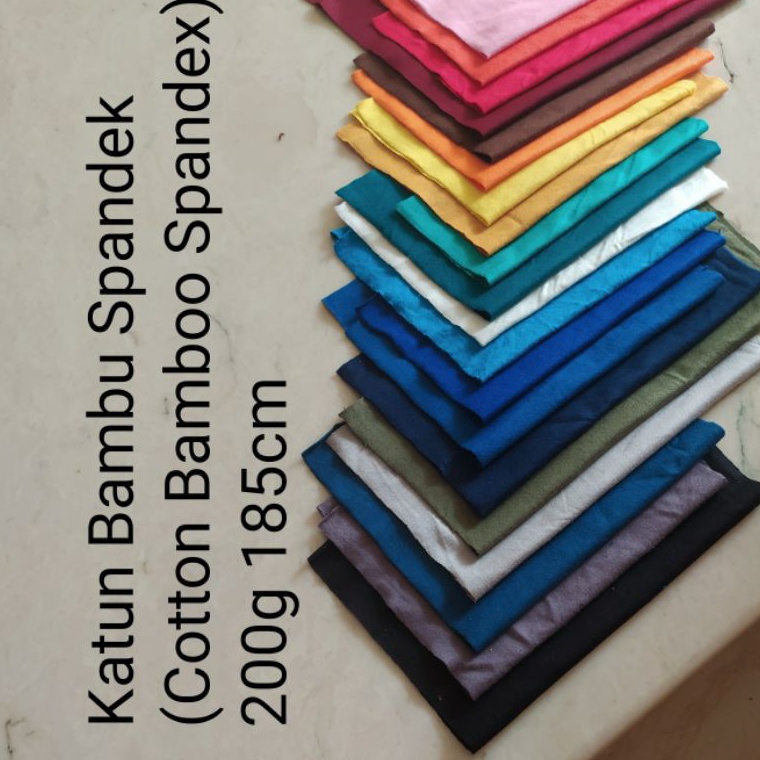 Serbu Promo 8.8 Bahan Kain Kaos Polos Katun Bambu Spandek (Cotton Bamboo Spandex) Tanpa Ongkir