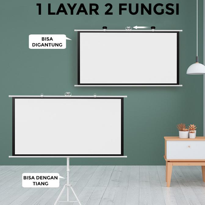 Tripod Layar Proyektor 72-84-100-120 Inch 16:9 Stand Screen Projector